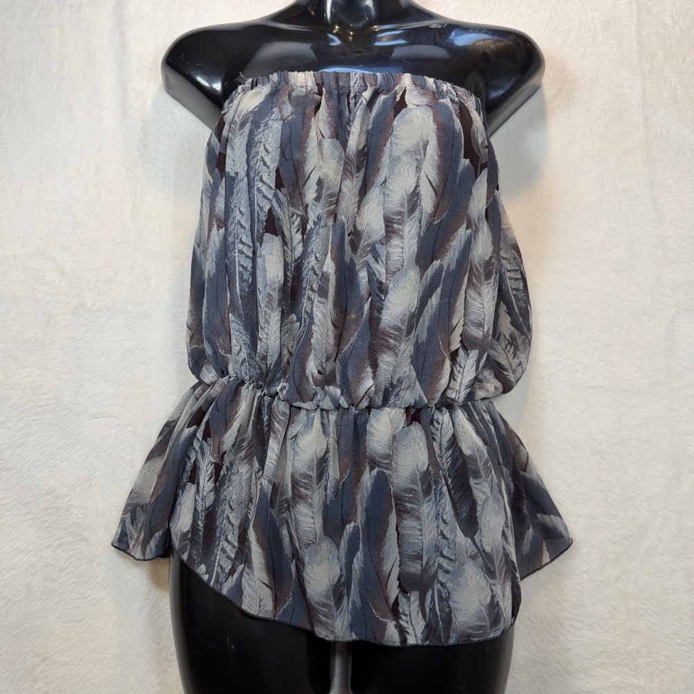 Candy Couture Strapless Blouse Womens Size XL Gray Chiffon Fairy Goth Whisigoth